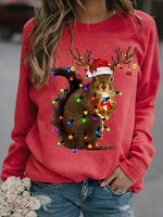 Animal Print Casual Loose Crew Neck Sweatshirt