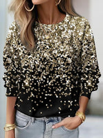 Casual Crew Neck Abstract Print Sweatshirt