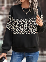 Casual Crew Neck Leopard Print Sweatshirt