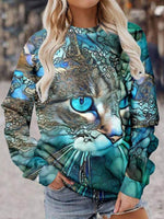 Casual Animal Print Crew Neck Long Sleeve T-shirt