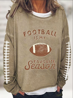 Letter & Football Print Casual Round Neck Long Sleeve Sweatshirt