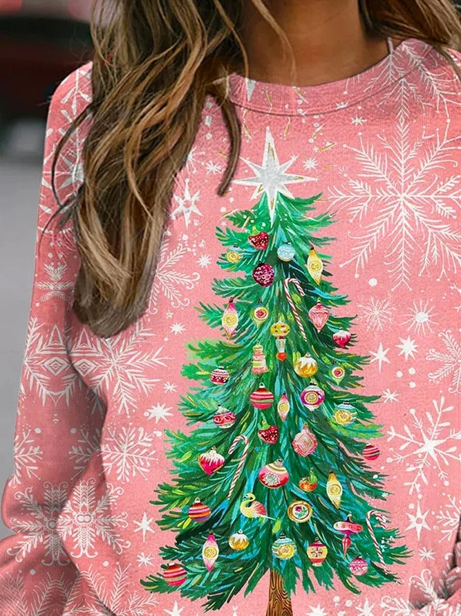 Christmas Tree Print Casual Sweatshirt
