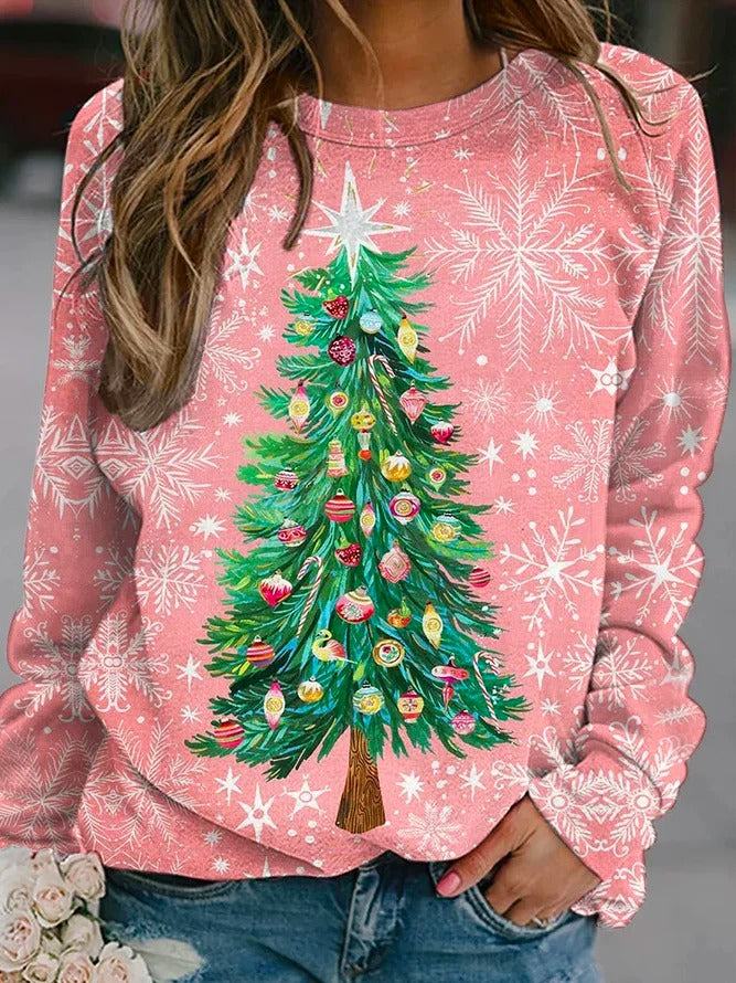 Christmas Tree Print Casual Sweatshirt