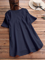 Solid Casual O-neck Short Sleeves T-shirt