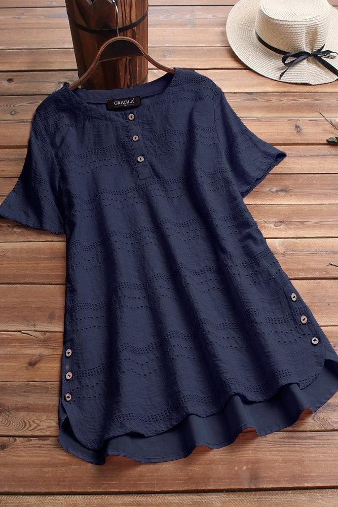 Solid Casual O-neck Short Sleeves T-shirt