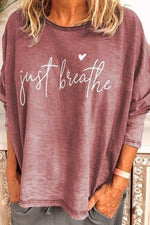 Alphabet Print Crew Neck Long Sleeves Shirts & Tops