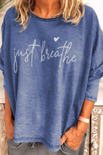 Alphabet Print Crew Neck Long Sleeves Shirts & Tops