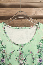 Floral Print Buttons Sleeveless Vest Tops