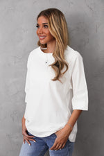 Women's Round Neck Solid Color Half Sleeves Blouse