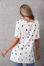 Women's Round Neck Geometric Print Short Sleeves T-shirt