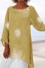 Women's Round Neck Floral Print Long Sleeves Blouse