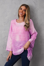 Women's Round Neck Floral Print Long Sleeves Blouse