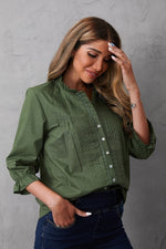 Women's V-neck Buttons Half Sleeves Blouse