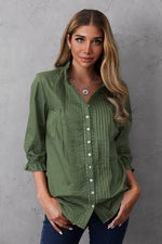 Women's V-neck Buttons Half Sleeves Blouse
