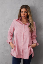 Women's Collared Neck Plaid Buttons Long Sleeves Shirt