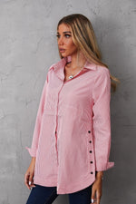 Women's Collared Neck Plaid Buttons Long Sleeves Shirt