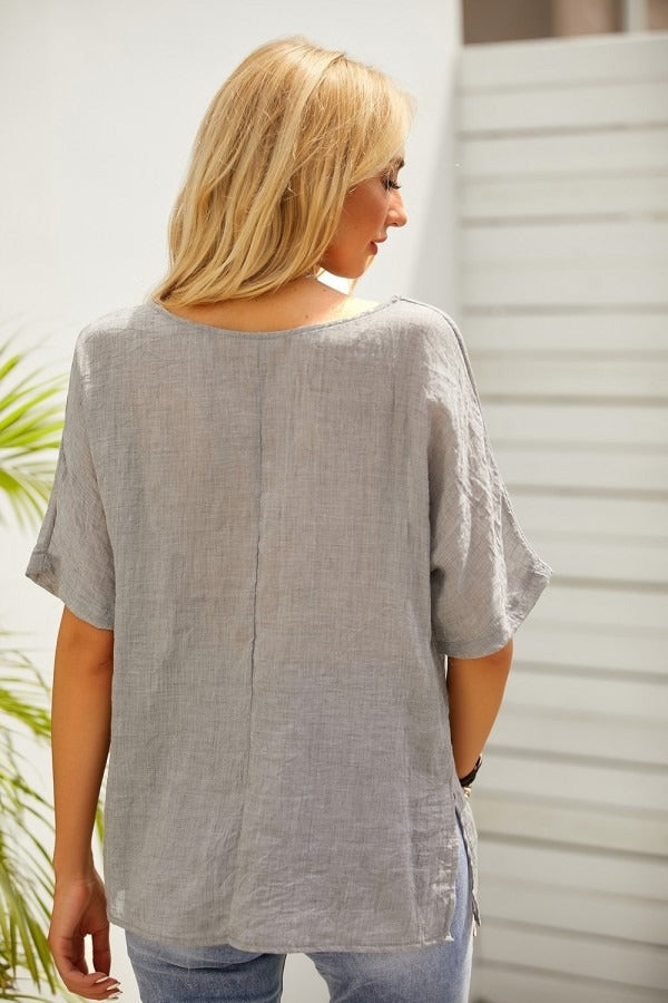Floral Print Round Neck Short Sleeves T-shirt