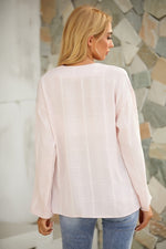 Solid Color Casual V-neck Long Sleeves Blouse