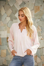 Solid Color Casual V-neck Long Sleeves Blouse