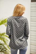 Polka Dot Print Collared Neckline Long Sleeves Shirt