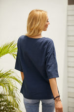 Women's Floral Print O-neck Half Sleeves T-shirt