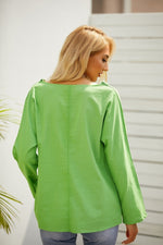 Solid Color Casual Turn-down Collar Long Sleeves Blouse