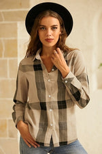 Plaid Buttons Collared Long Sleeves Shirts & Tops