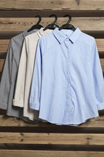 Pinstripe Collar Neck Long Sleeves Front Buttons Shirt