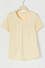 Solid Color Casual Scoop Neck Short Sleeves T-shirt