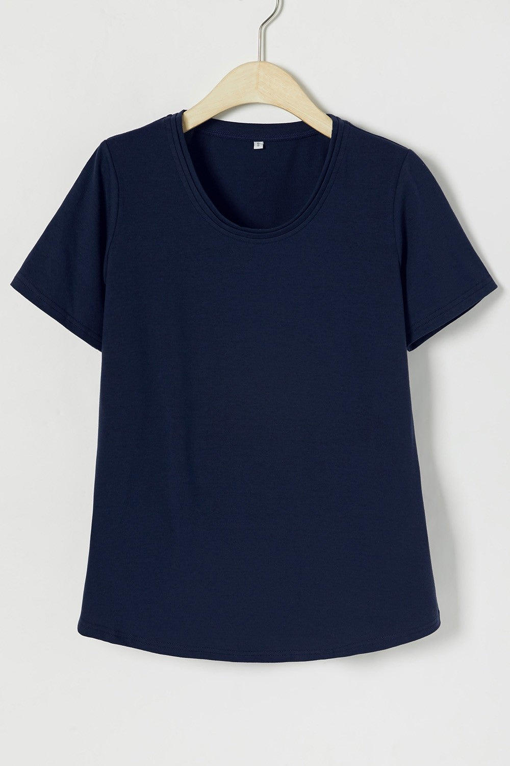 Solid Color Casual Scoop Neck Short Sleeves T-shirt