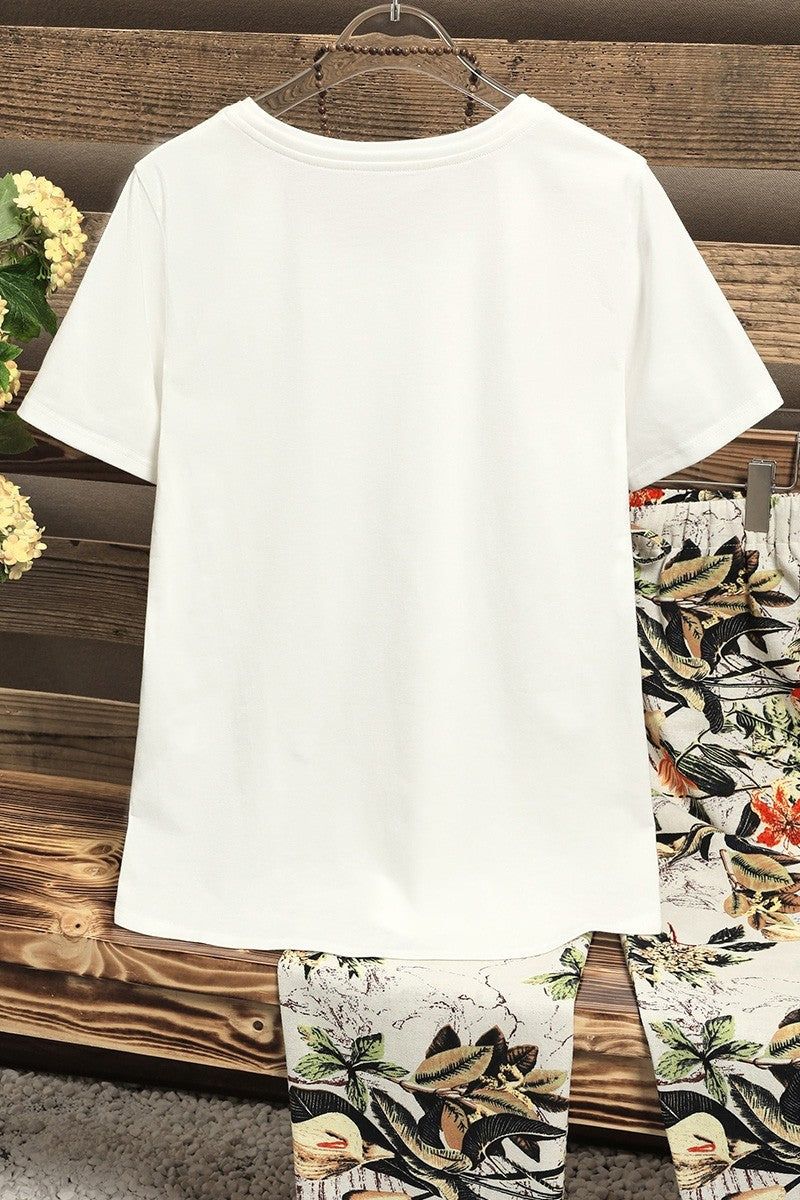 Solid Color Casual Scoop Neck Short Sleeves T-shirt