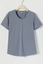 Solid Color Casual Scoop Neck Short Sleeves T-shirt