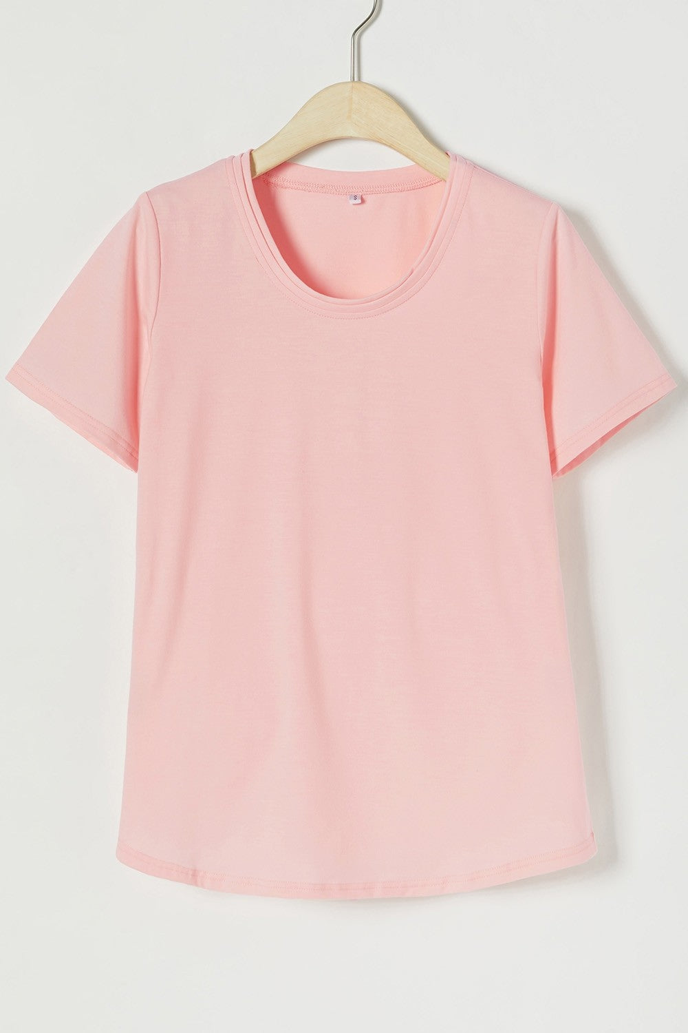 Solid Color Casual Scoop Neck Short Sleeves T-shirt