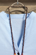 Solid Color Buttons V-neck Long Sleeves Blouse