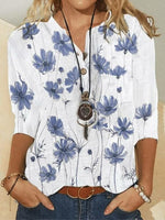 Floral Print Buttons Long Sleeves Blouse