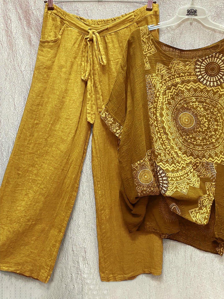 Geometric Print Summer Short Sleeves Two Piece Set