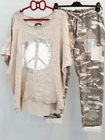 Camouflage Casual Summer Short Sleeves Two Piece Set