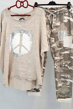 Camouflage Casual Summer Short Sleeves Two Piece Set