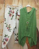 Floral Print Casual Sleeveless Two Piece Suit