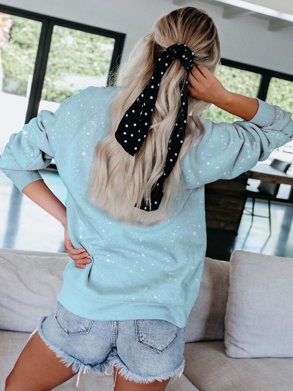 Women's Cute Snowman Face Print Long Sleeve Sweatshirt