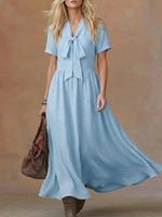 Comfortable Short Sleeve Tie-waist Dress