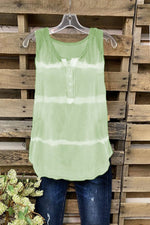 Tie-dye Crew Neck Sleeveless Button Casual Tank Top