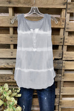 Tie-dye Crew Neck Sleeveless Button Casual Tank Top
