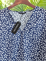 Floral V Neck Three Quarter Sleeve Blouse