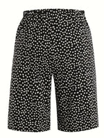 Polka Dot Floral Drawstring Waist Straight Capri Pants