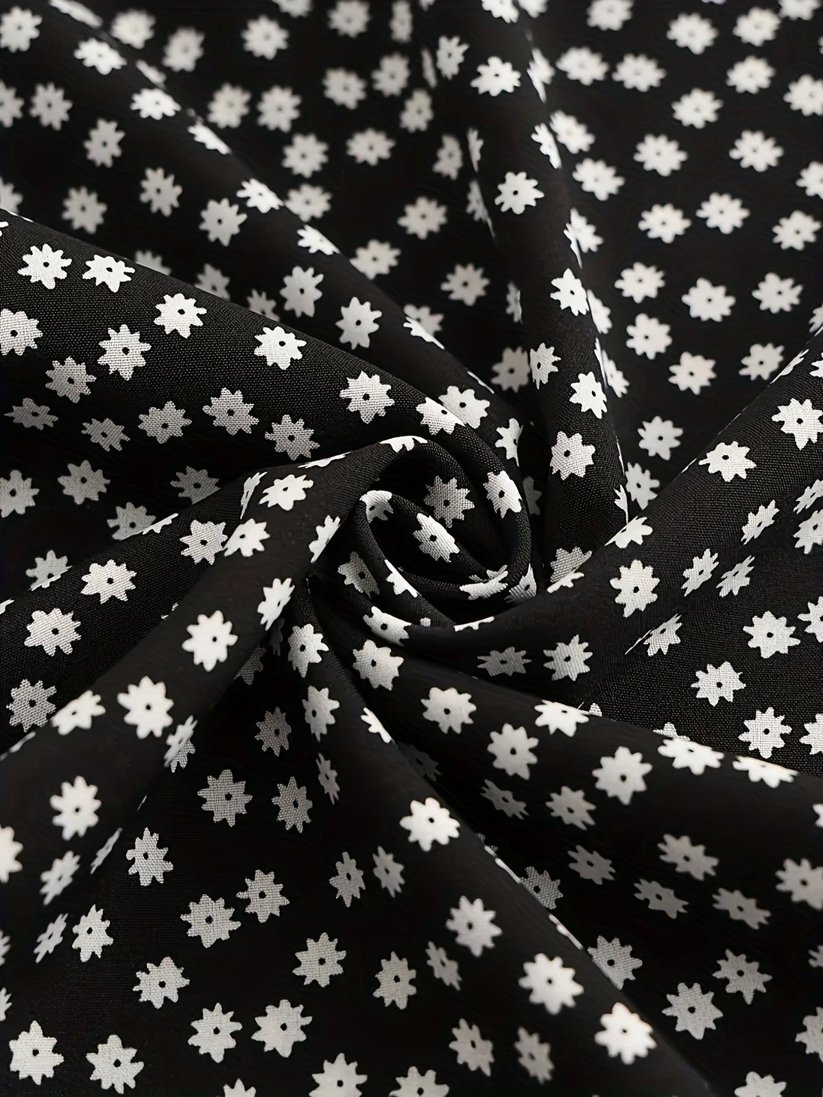 Polka Dot Floral Drawstring Waist Straight Capri Pants
