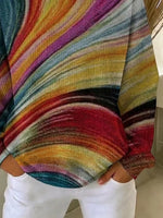 Women Multicolor Swirl Abstract Print Crew Neck Casual Sweatshirt