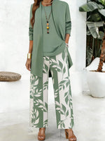 Women Floral Print Long Sleeve Casual Spring/Fall Multi-Piece Set Matching Set