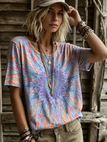Casual Abstract Print Crew Neck Short Sleeve T-shirt