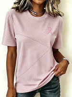 Casual Striped Crew Neck Short Sleeve T-shirt